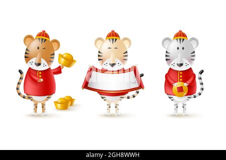 Tigres chinois du nouvel an. Illustration de Vecteur