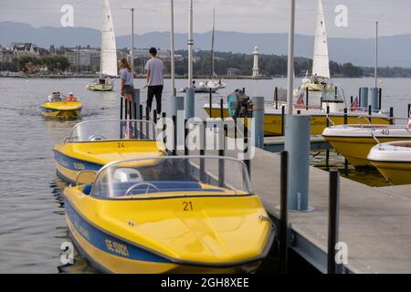 Genève en Suisse, à la pointe sud de l'expansion du lac Léman (lac Léman), Banque D'Images