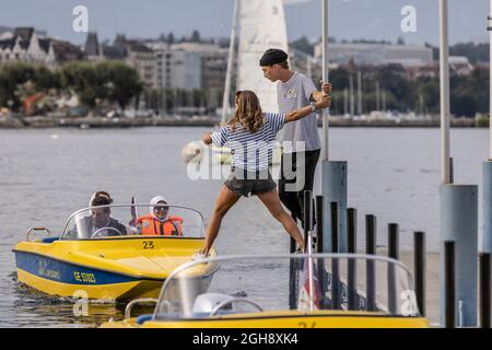 Genève en Suisse, à la pointe sud de l'expansion du lac Léman (lac Léman), Banque D'Images