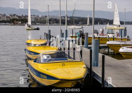 Genève en Suisse, à la pointe sud de l'expansion du lac Léman (lac Léman), Banque D'Images