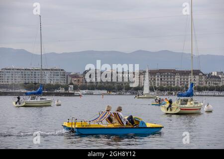 Genève en Suisse, à la pointe sud de l'expansion du lac Léman (lac Léman), Banque D'Images
