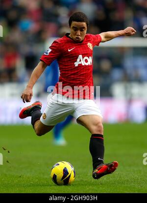 Rafael de Manchester United en action pendant la Barclays Premier League entre Wigan Athletic et Manchester United au stade DW à Wigan, Angleterre, le 01 janvier 2013. Banque D'Images