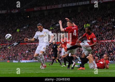 Chico Flores en action lors du match de la Barclays Premier League entre Manchester Utd et Swansea City au stade Old Trafford, Manchester, le 12 mai 2013. Banque D'Images