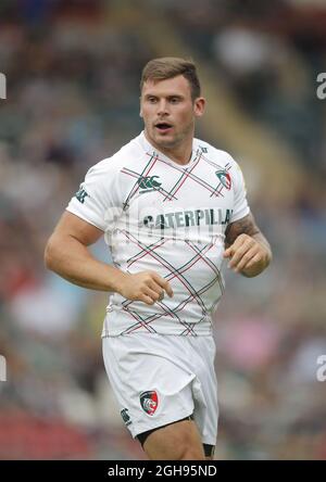 Adam Thompstone de Leicester Tigers lors du match amical d'avant-saison entre Leicester Tigers et Ulster au stade Welford Road à Leicester le 31 août 2013. Banque D'Images