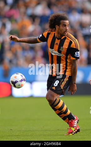 Tom Huddlestone, de Hull City, lors du match de la Barclays Premier League entre Hull City et West Ham, s'est Uni au Kingston Communications Stadium de Hull, au Royaume-Uni, le 28 septembre 2013. Banque D'Images