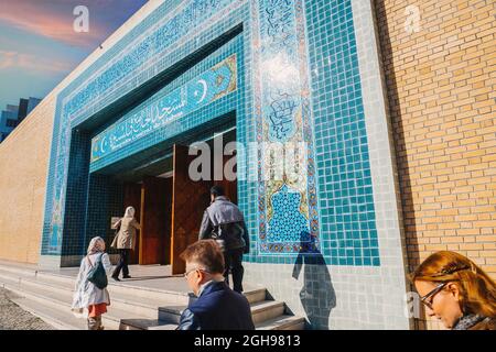 entrée à la Mosquée centrale de Lisbonne, la troisième plus grande mosquée d'Europe en dehors de la Turquie Banque D'Images