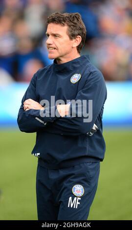 Mike Ford entraîneur en chef de Bath lors du match final 2014 de la coupe Amlin Challenge entre Bath et Northampton au stade Cardiff Arms Park à Cardiff, pays de Galles, le 23 mai 2014. Photo Simon Bellis/Sportimage Banque D'Images