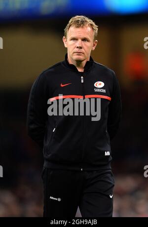 Mark McCall Saracens Directeur du rugby lors de la finale de la coupe Heineken le match entre RC Toulon et Saracens au Millennium Stadium, le 24 mai 2014 à Cardiff, Royaume-Uni. Photo Simon Bellis/Sportimage. Banque D'Images