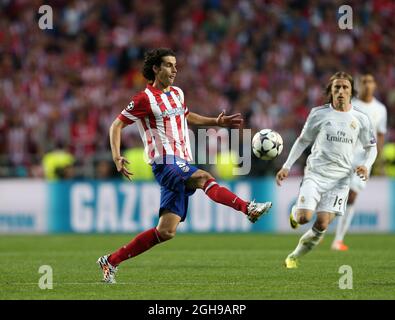 Le Tiago de l'Atletico Madrid en action lors du match final de football de la Ligue des champions de l'UEFA entre le Real Madrid et l'Atletico Madrid au stade Estadio da Luz à Lisbonne, Portugal, le 24 mai 2014. Photo de David Klein/Sportimage. Banque D'Images