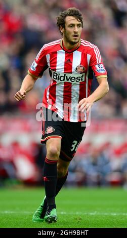 Will Buckley de Sunderland en action lors du match de la Barclays Premier League entre Sunderland et Manchester United au stade de Light, Sunderland, le 24 août 2014. Banque D'Images