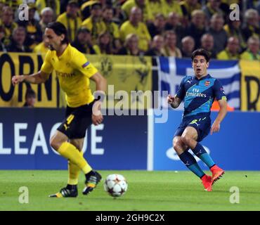 Hector Bellerin d'Arsenal en action lors du match du groupe D de la Ligue des champions de l'UEFA entre Borussia Dortmund et Arsenal qui s'est tenu au parc signal Iduna en Allemagne le 16 septembre 2014. Banque D'Images