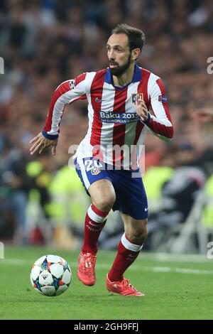 Juanfran de l'Atletico lors du match final de la deuxième coupe du quartier de la Ligue des champions de l'UEFA entre le Real Madrid et l'Atletico Madrid à Santiago Bernabeu, Espagne, le 22 avril 2015. Banque D'Images