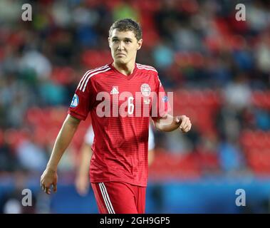 Image #: 37771024 20 juin 2015 - Prague, Royaume-Uni - Andreas Christensen, Danemark, regarde sur abattu..Allemagne v Danemark - UEFA sous 21 - Eden Stadium - République Tchèque - 20 juin 2015 - Picture David KleinSportimage. Banque D'Images