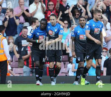 Image #: 39225652 22 août 2015 - Londres, Royaume-Uni - Marc Pugh de Bournemouth célèbre son troisième but..Barclays Premier League - West Ham United vs AFC Bournemouth - Selhurst Park -Angleterre - 22 août 2015. Banque D'Images