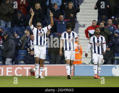 José Salomon Rondon, de West Bromwich Albion, célèbre son but gagnant lors du match de la Barclays Premier League aux Hawthorns. Le crédit photo doit se lire comme suit : Simon Bellis/Sportimage via PA Images Banque D'Images