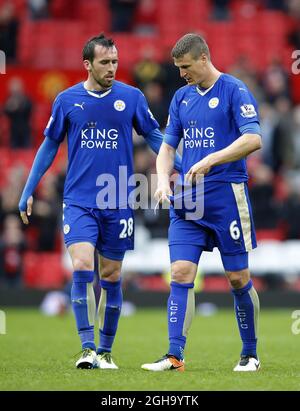 Christian Fuchs de Leicester City et Robert Huth de Leicester City lors du match de la Barclays Premier League au stade Old Trafford. Le crédit photo doit se lire comme suit : Simon Bellis/Sportimage via PA Images - Newcastle Utd vs Tottenham - St James' Park Stadium - Newcastle upon Tyne - Angleterre - 19 avril 2015 - photo Phil Oldham/Sportimage Banque D'Images