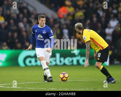 Ross Barkley d'Everton en action pendant le match de la Premier League au stade Vicarage Road, à Londres. Date de la photo 10 décembre 2016 pic David Klein/Sportimage via PA Images Banque D'Images