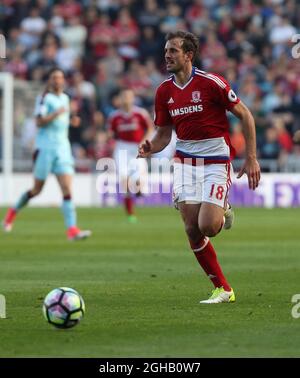 Christhian Stuani de Middlesbrough Christhian Stuani de Middlesbrough lors du match de la première ligue au stade Riverside, à Middlesbrough. Date de la photo : 8 avril 2017. Le crédit PIC doit se lire comme suit : Jamie Tyerman/Sportimage via PA Images Banque D'Images