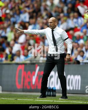 Le responsable de la lecture Jaap Stam gestes pendant le championnat SkyBet disputez le match final au stade Wembley, en Angleterre. Date de la photo: 29 mai 2017.le crédit de la photo devrait se lire: Matt McNulty/Sportimage via PA Images Banque D'Images