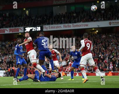 Olivier Giroud d'Arsenal a marqué son quatrième but lors du premier match de ligue au stade Emirates, Londres. Photo le 11 août 2017. Le crédit photo doit être lu : David Klein/Sportimage via PA Images Banque D'Images