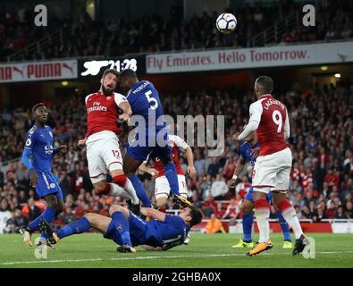 Olivier Giroud d'Arsenal a marqué son quatrième but lors du premier match de ligue au stade Emirates, Londres. Photo le 11 août 2017. Le crédit photo doit être lu : David Klein/Sportimage via PA Images Banque D'Images