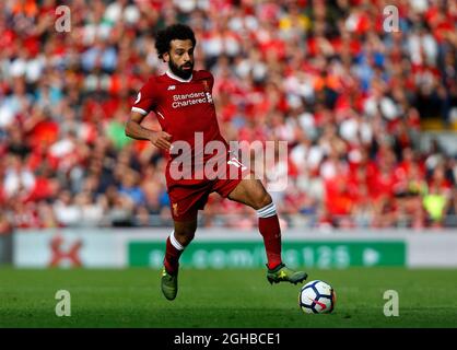 Mohamed Salah de Liverpool en action pendant le match de première ligue au stade Anfield, Liverpool. Photo le 27 août 2017. Le crédit photo doit être lu : Paul Thomas/Sportimage via PA Images Banque D'Images