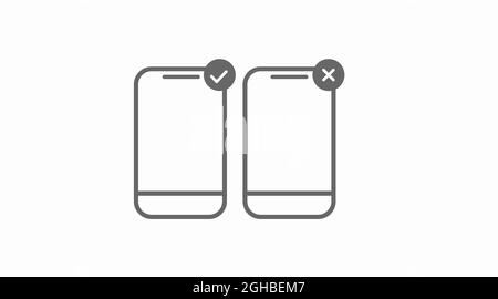 Icône Mobile Oui et non définie.Jeu d'illustrations linéaires modifiables isolées par vecteur Illustration de Vecteur