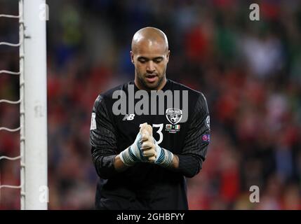 Darren Randolph, de la République d'Irlande, est en action lors du match de qualification de la coupe du monde D au Cardiff City Stadium, à Cardiff. Date de la photo 9 octobre 2017. Le crédit photo doit être lu : David Klein/Sportimage via PA Images Banque D'Images