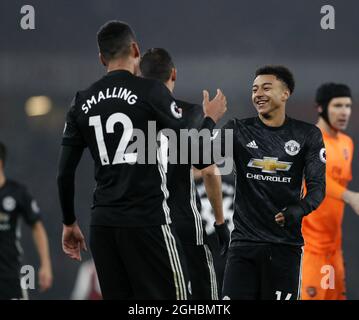 Jesse Lingard de Manchester United célèbre lors du coup de sifflet final lors du match de première ligue au stade Emirates de Londres. Photo date 2 décembre 2017. Le crédit photo doit être lu : David Klein/Sportimage via PA Images Banque D'Images