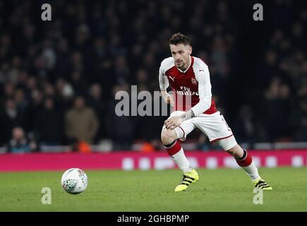 Mathieu Debuchy d'Arsenal en action lors du match final de la coupe EFL Quarter au stade Emirates, Londres. Photo date 19 décembre 2017. Le crédit photo doit être lu : David Klein/Sportimage via PA Images Banque D'Images