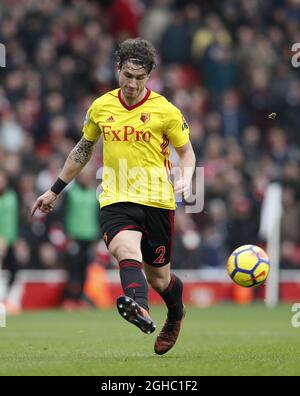 Daryl Janmaat de Watford en action lors du premier match de ligue au stade Emirates, Londres. Photo le 11 mars 2018. Le crédit photo doit être lu : David Klein/Sportimage via PA Images Banque D'Images