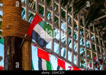Décorations du drapeau national des Émirats arabes Unis, Journée nationale des Émirats arabes Unis, Dubaï. Banque D'Images