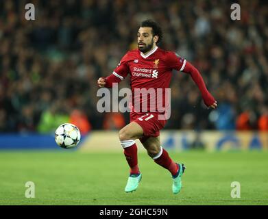 Mohamed Salah de Liverpool lors du match de demi-finale de la Ligue des champions au stade Anfield, Liverpool. Date de la photo : 24 avril 2018. Le crédit photo doit se lire comme suit : Simon Bellis/Sportimage via PA Images Banque D'Images