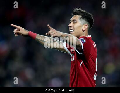 Roberto Firmino de Liverpool lors du match de demi-finale de la Ligue des champions au stade Anfield, Liverpool. Date de la photo : 24 avril 2018. Le crédit photo doit se lire comme suit : Simon Bellis/Sportimage via PA Images Banque D'Images