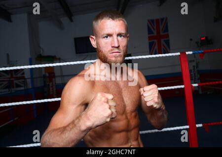 Boxeur Terry Flanagan WBO Champion léger du monde lors d'une séance de tir avant combat dans le meilleur gymnase de boxe de Manchester. Photo le 5 juin 2018. Le crédit photo doit se lire comme suit : Philip Oldham/Sportimage via PA Images Banque D'Images