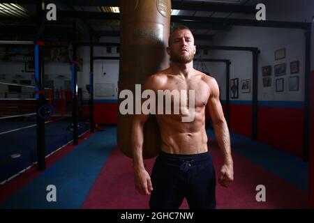 Boxeur Terry Flanagan WBO Champion léger du monde lors d'une séance de tir avant combat dans le meilleur gymnase de boxe de Manchester. Photo le 5 juin 2018. Le crédit photo doit se lire comme suit : Philip Oldham/Sportimage via PA Images Banque D'Images