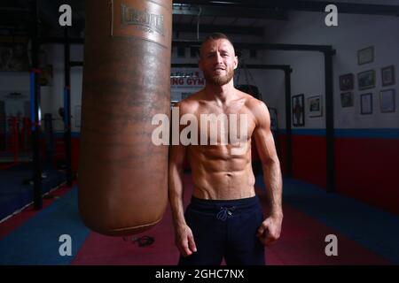 Boxeur Terry Flanagan WBO Champion léger du monde lors d'une séance de tir avant combat dans le meilleur gymnase de boxe de Manchester. Photo le 5 juin 2018. Le crédit photo doit se lire comme suit : Philip Oldham/Sportimage via PA Images Banque D'Images