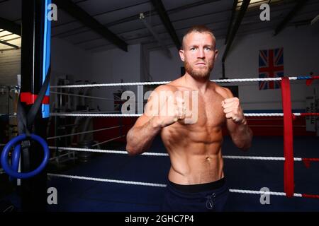 Boxeur Terry Flanagan WBO Champion léger du monde lors d'une séance de tir avant combat dans le meilleur gymnase de boxe de Manchester. Photo le 5 juin 2018. Le crédit photo doit se lire comme suit : Philip Oldham/Sportimage via PA Images Banque D'Images