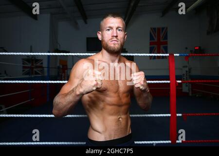 Boxeur Terry Flanagan WBO Champion léger du monde lors d'une séance de tir avant combat dans le meilleur gymnase de boxe de Manchester. Photo le 5 juin 2018. Le crédit photo doit se lire comme suit : Philip Oldham/Sportimage via PA Images Banque D'Images