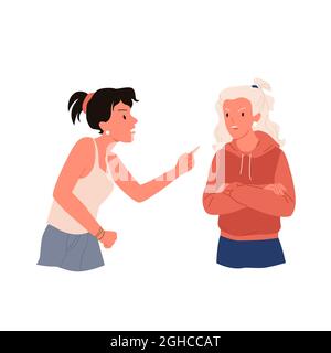 Querelle de deux femmes, les gens dans le problème de la relation de stress, dispute de colère d'amis Illustration de Vecteur