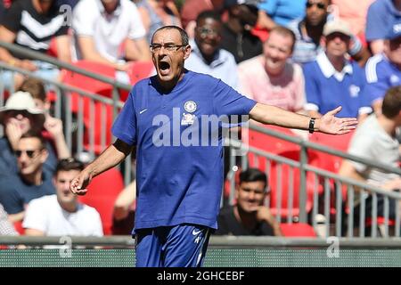 Maurizio Sarri, directeur de Chelsea, lors du match du FA Community Shield au stade Wembley, à Londres. Photo le 5 août 2018. Le crédit photo doit se lire comme suit : Charlie Forgham-Bailey/Sportimage via PA Images Banque D'Images