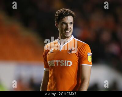 Ben Heneghan de Blackpool pendant le match du troisième tour de Carabao au stade Bloomfield Road, Blackpool. Photo date 25 septembre 2018. Le crédit photo devrait se lire comme suit : Simon Bellis/Sportimage Banque D'Images