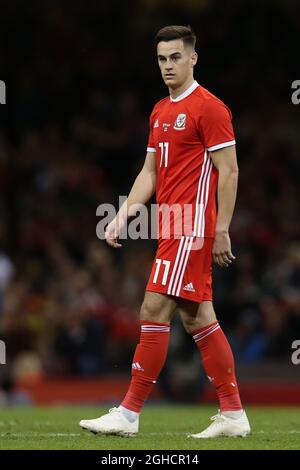 Tom Lawrence du pays de Galles lors du match international amical au stade de la Principauté de Cardiff. Photo le 11 octobre 2018. Le crédit photo doit se lire comme suit : James Wilson/Sportimage via PA Images Banque D'Images