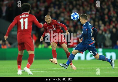 Fabinho de Liverpool en action lors du match de la Ligue des champions de l'UEFA à l'Anfield Stadium, Liverpool. Photo le 24 octobre 2018. Le crédit d'image devrait se lire: Matt McNulty/Sportimage Banque D'Images