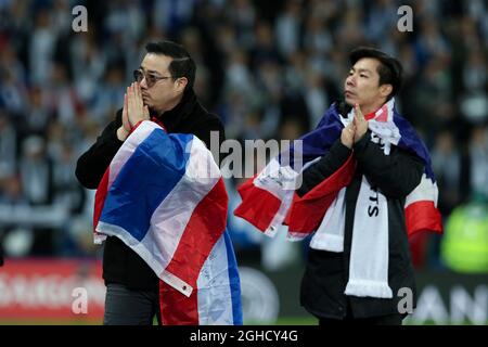 Aiyawatt Srivaddhanaprabha dirige les joueurs de Leicester City sur un tour en l'honneur du soutien reçu après la mort de Vichai Srivaddhanaprabha lors du match de Premier League au King Power Stadium, Leicester. Date de la photo : 10 novembre 2018. Le crédit photo doit se lire comme suit : James Wilson/Sportimage via PA Images Banque D'Images