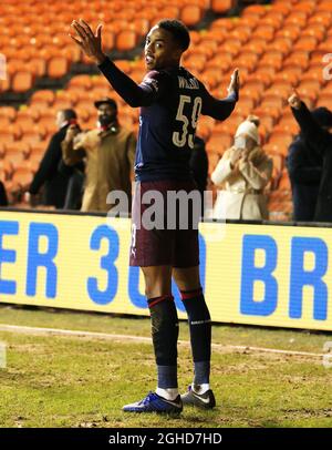 Joe Willock d'Arsenal célèbre après avoir obtenu le deuxième but de son équipe lors de la coupe Emirates FA, troisième manche du match à Bloomfield Road, Blackpool. Date de la photo : 5 janvier 2019. Le crédit d'image devrait se lire: Matt McNulty/Sportimage via PA Images Banque D'Images