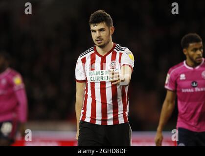 John Egan, de Sheffield Utd, lors du match de championnat Sky Bet au stade Bramall Lane, à Sheffield. Date de la photo : 12 janvier 2019. Le crédit photo doit se lire comme suit : Simon Bellis/Sportimage via PA Images Banque D'Images