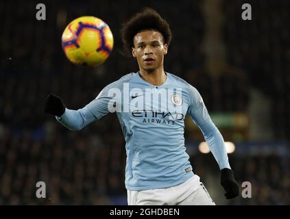 Leroy Sane de Manchester City lors du match de la Premier League au stade Goodison Park, à Liverpool. Date de la photo : 6 février 2019. Le crédit photo doit être lu : Darren Staples/Sportimage via PA Images Banque D'Images