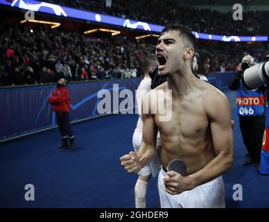 Andreas Pereira, de Manchester United, célèbre lors du dernier coup de sifflet lors du match de la Ligue des champions de l'UEFA lors du tournoi de seize matchs au Parc des Princes Stadium, à Paris. Date de la photo: 6 mars 2019. Le crédit photo doit être lu : David Klein/Sportimage via PA Images Banque D'Images