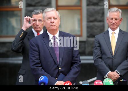 KIEV, UKRAINE - 06 SEPTEMBRE 2021 - le sénateur américain Lindsey Graham est photographié lors de la réunion d'information qui suit la réunion avec le président ukrainien Volodymyr Zelenskyy, Kiev, capitale de l'Ukraine crédit: UKRINFORM/Alay Live News Banque D'Images